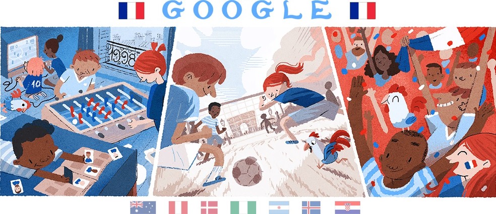 Doodle da França na Copa do Mundo 2018 — Foto: Reprodução/Google