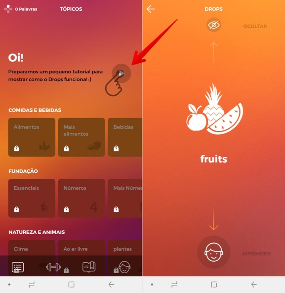 Como aprender inglês sozinho com o app Drops