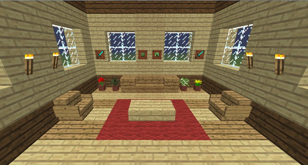 Casa construída pela aluna com TDAH no jogo Minecraft