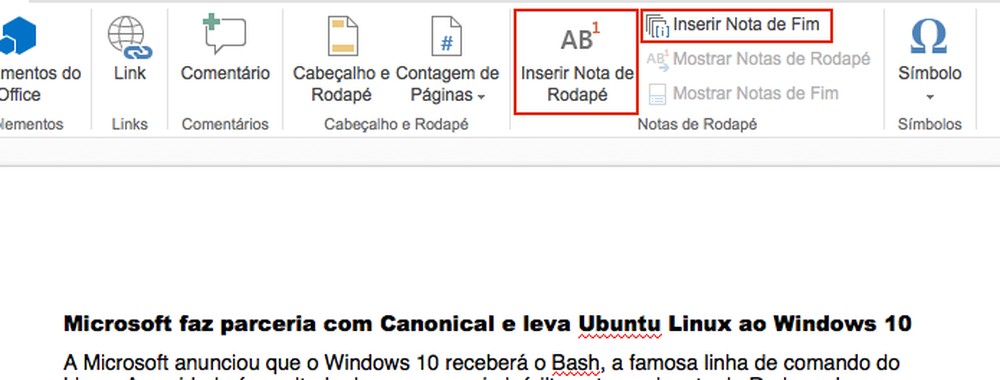Como inserir nota de rodapé no Word