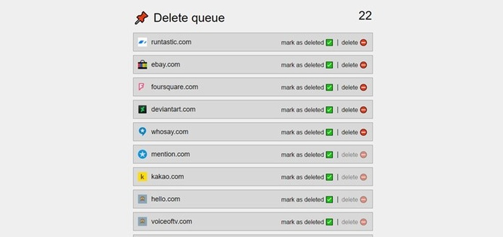 Apps selecionados são adicionados à lista para usuário deletar cada conta por vez — Foto: TechTudo