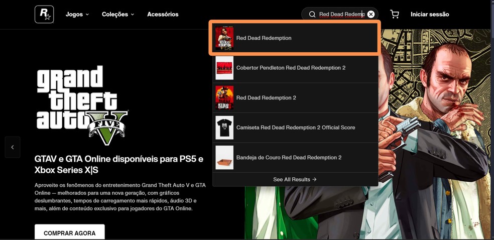 Acesse a Rockstar Store — Foto: Reprodução/Róbson Martins