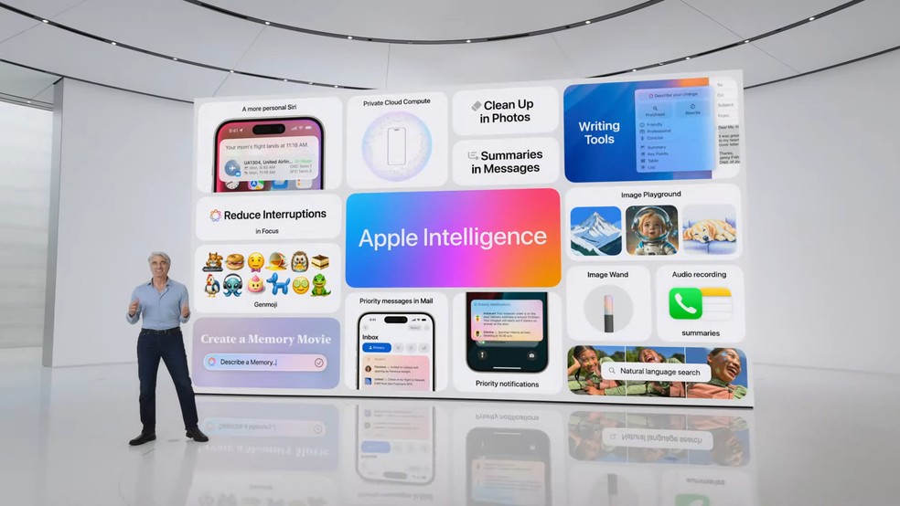 Apple Intelligence sendo apresentado pela marca — Foto: Reprodução/Apple