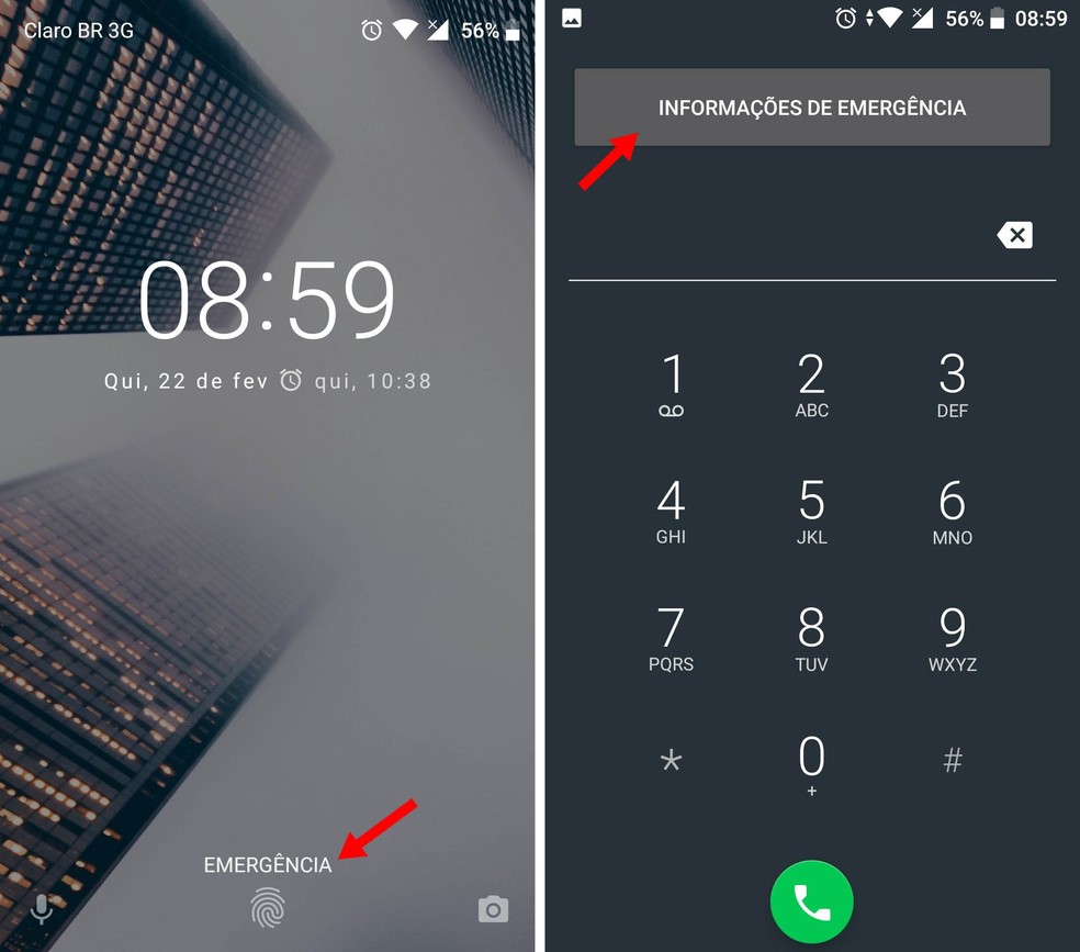As informações de emergência poderão ser acessadas pela tela de bloqueio — Foto: Reprodução/Isabela Cabral