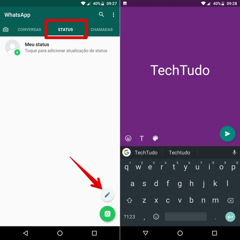 Como mudar a fonte das letras no Status do WhatsApp