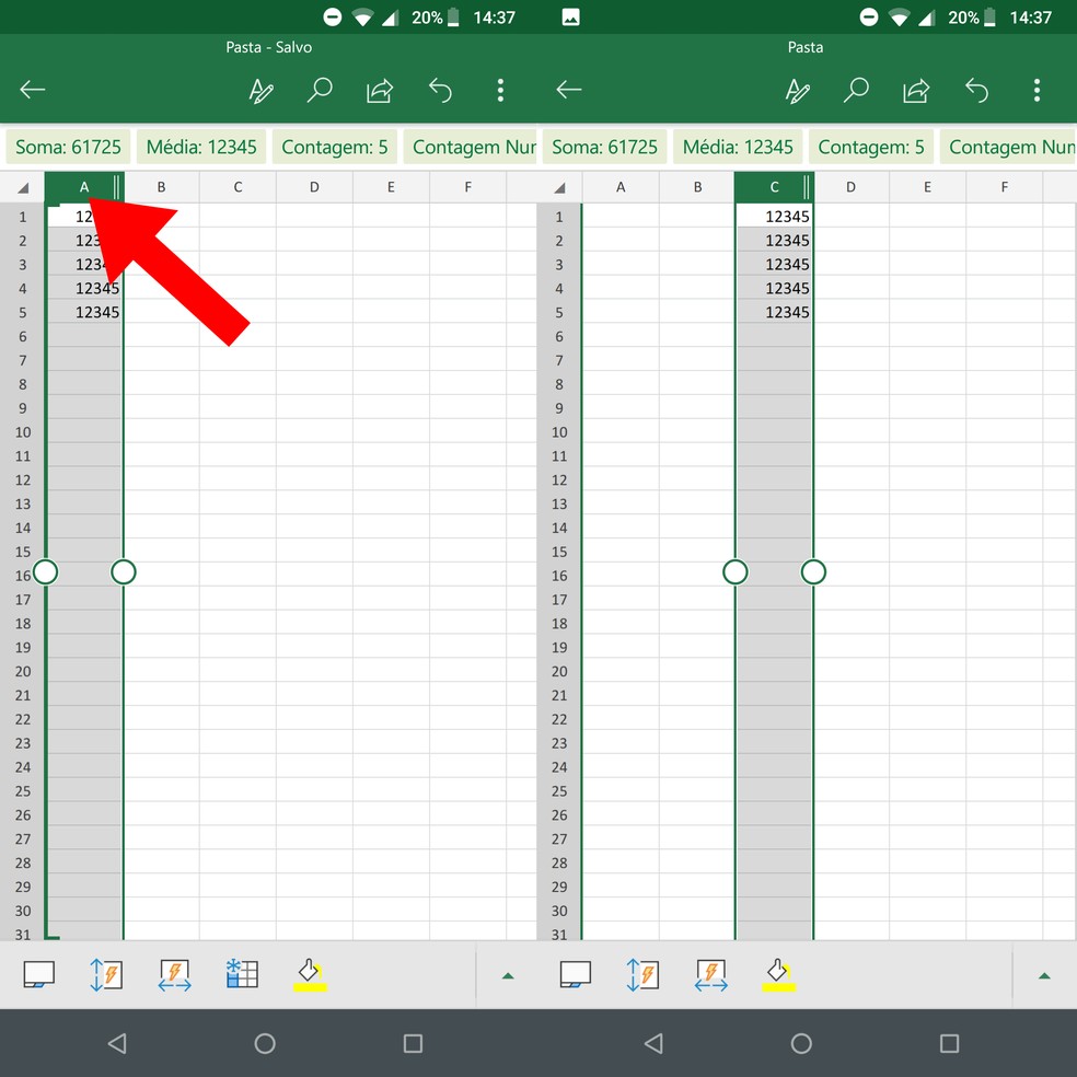 excel celular