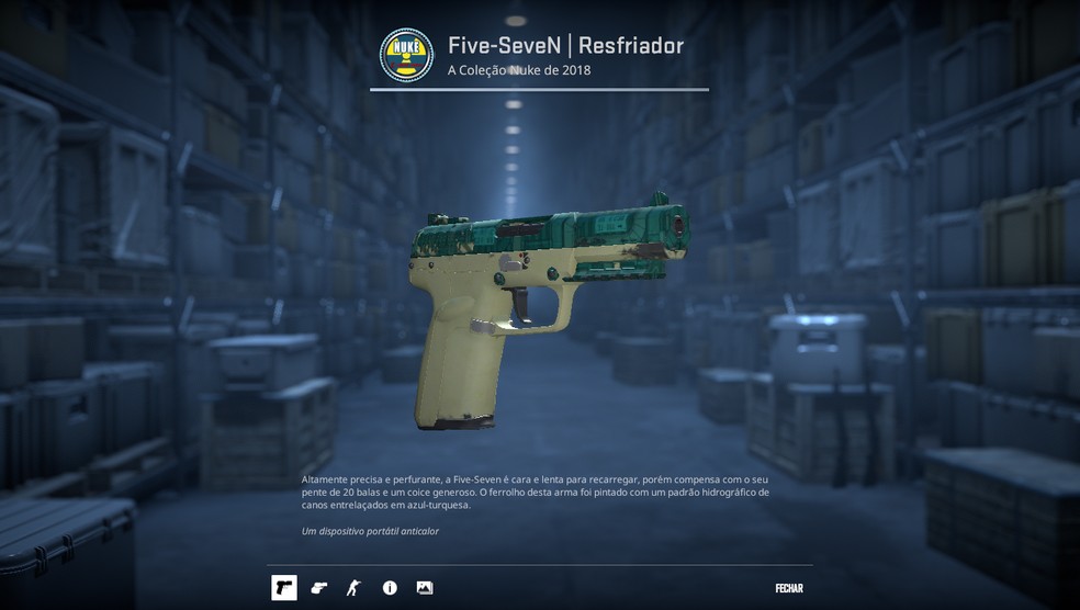A Five-SeveN | Coolant faz parte da coleção "Nuke 2018" — Foto: Reprodução/João Ferreira
