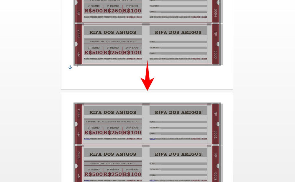Como fazer rifa no Word