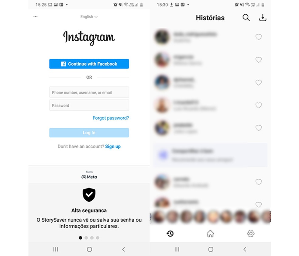 Story Saver: app para ver Stories do Instagram requer credenciais da rede social — Foto: Reprodução/Marcela Franco