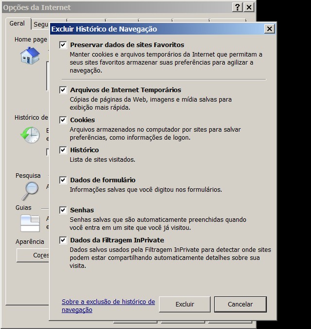 Como limpar o cache do Internet Explorer?