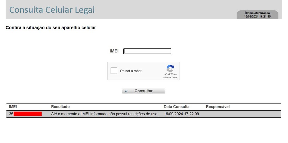 Verificação de IMEI no Consulta Celular Legal - Anatel — Foto: Reprodução/Anatel (Editada por Daniel Trefilio)