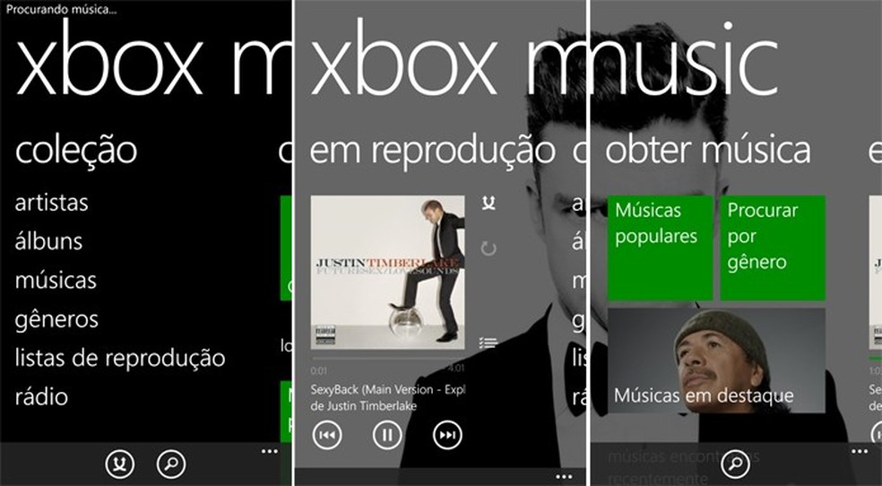 Windows Phone 8.1 ganhou player nativo Xbox Music mais completo e focado na nuvem (Foto: Reprodução/Elson de Souza) — Foto: TechTudo