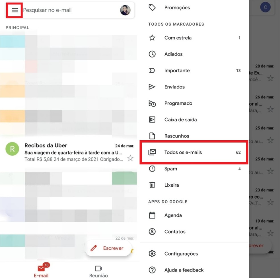 Como ver e-mails arquivados no Gmail pelo celular