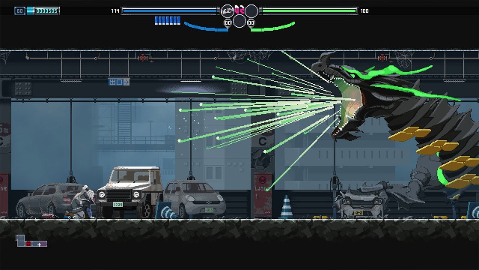 Blade Chimera é um jogo 2D de aventura sobre um caçador de demônios em uma versão alternativa de Osaka, no Japão — Foto: Reprodução/Steam