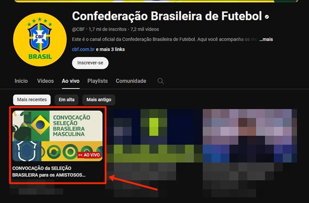 Vídeo que traz a transmissão da convocação deve ser selecionado para público assistir ao vivo e online — Foto: Reprodução/Gabriela Andrade