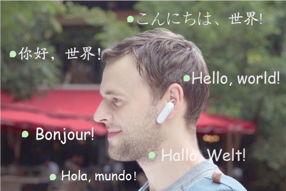 Tradutor de voz via fones de ouvido Bluetooth WT2 Plus - tradução em tempo  real