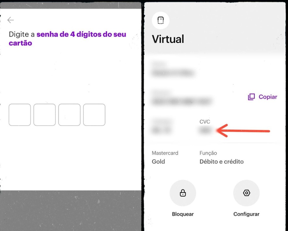 Acesso ao CVV do cartão Nubank no aplicativo — Foto: Reprodução/Gisele Souza