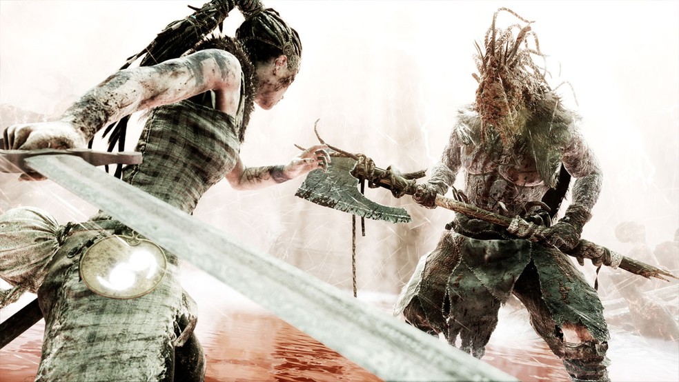 Em Hellblade: Senua's Sacrifice a guerreira celta precisa lutar contra violentos adversários e também contra si mesma — Foto: Reprodução/Steam
