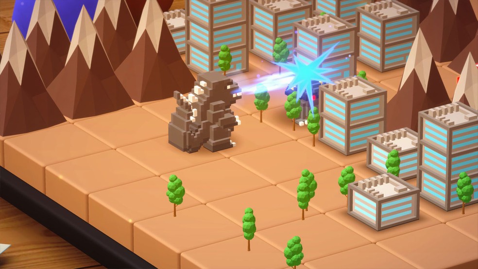 Em Godzilla Voxel Wars o lagarto gigante e outros monstros da Toho enfrentam a ameaça de um perigoso fungo — Foto: Reprodução/Steam