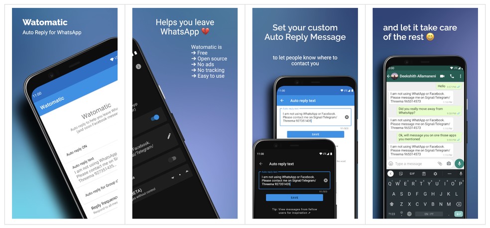 Watomatic permite mandar mensagem automática no WhatsApp — Foto: Divulgação/Watomatic