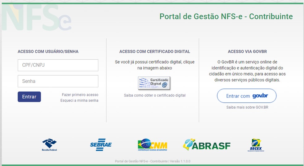 APP emissor de NFS-e — Portal da Nota Fiscal de Serviço eletrônica