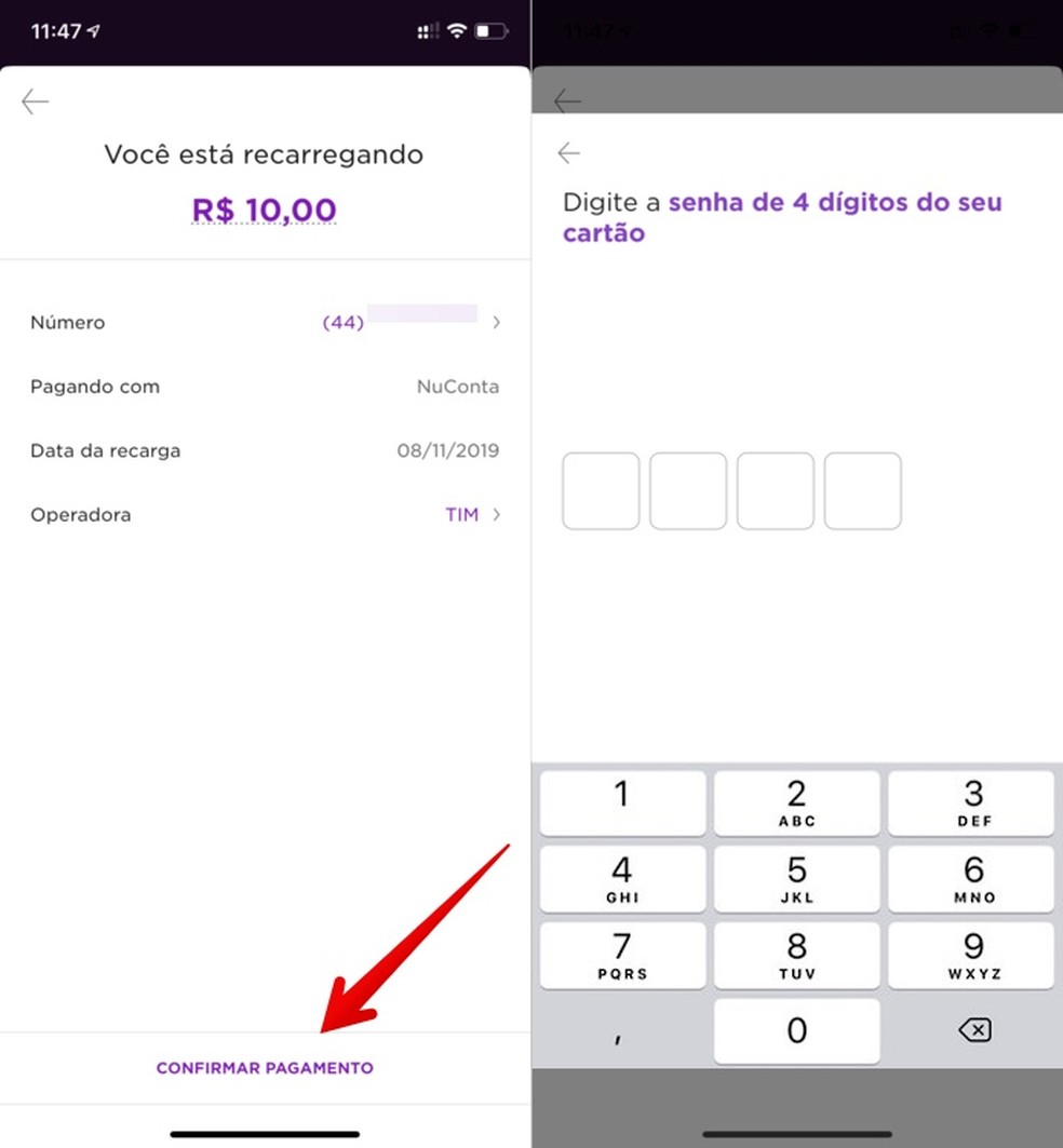 Como colocar crédito no celular pelo app do Nubank
