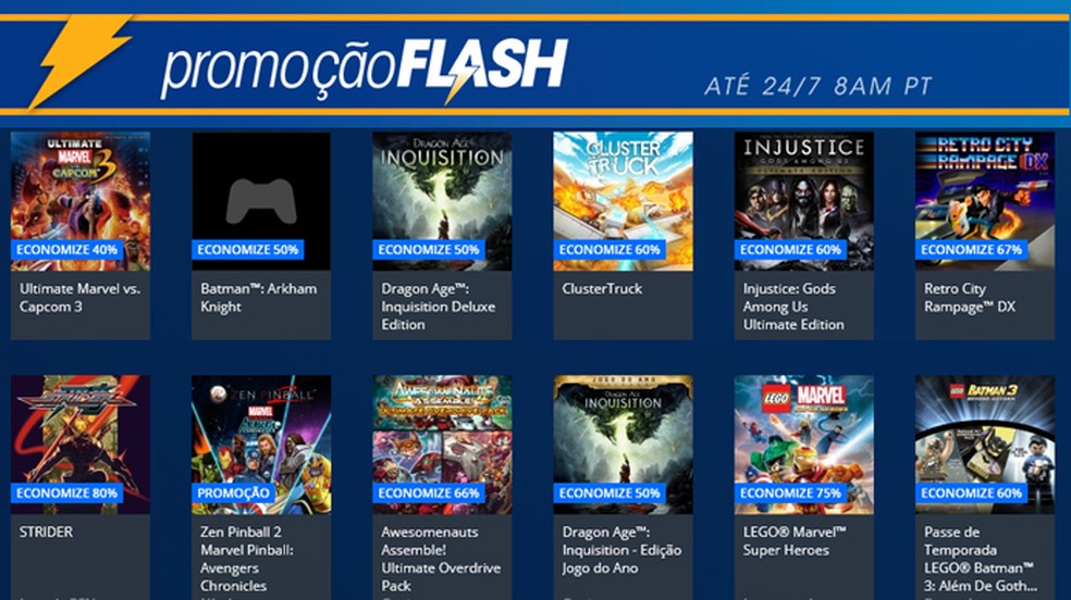 Jogos para PS4 e PS3 ficam até 80% mais baratos em promoção Flash