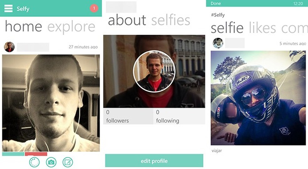 Selfy é uma rede social para Windows Phone para a publicação de selfies (Foto: Reprodução/Elson de Souza) — Foto: TechTudo
