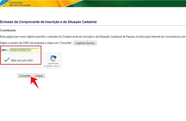 Como consultar um CNPJ pelo site da Receita Federal