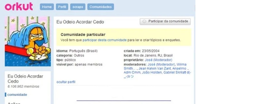Eu odeio acordar cedo — Foto: Reprodução Orkut