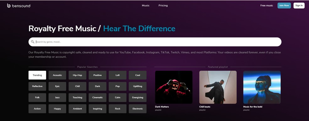  Reprodução/Bensound