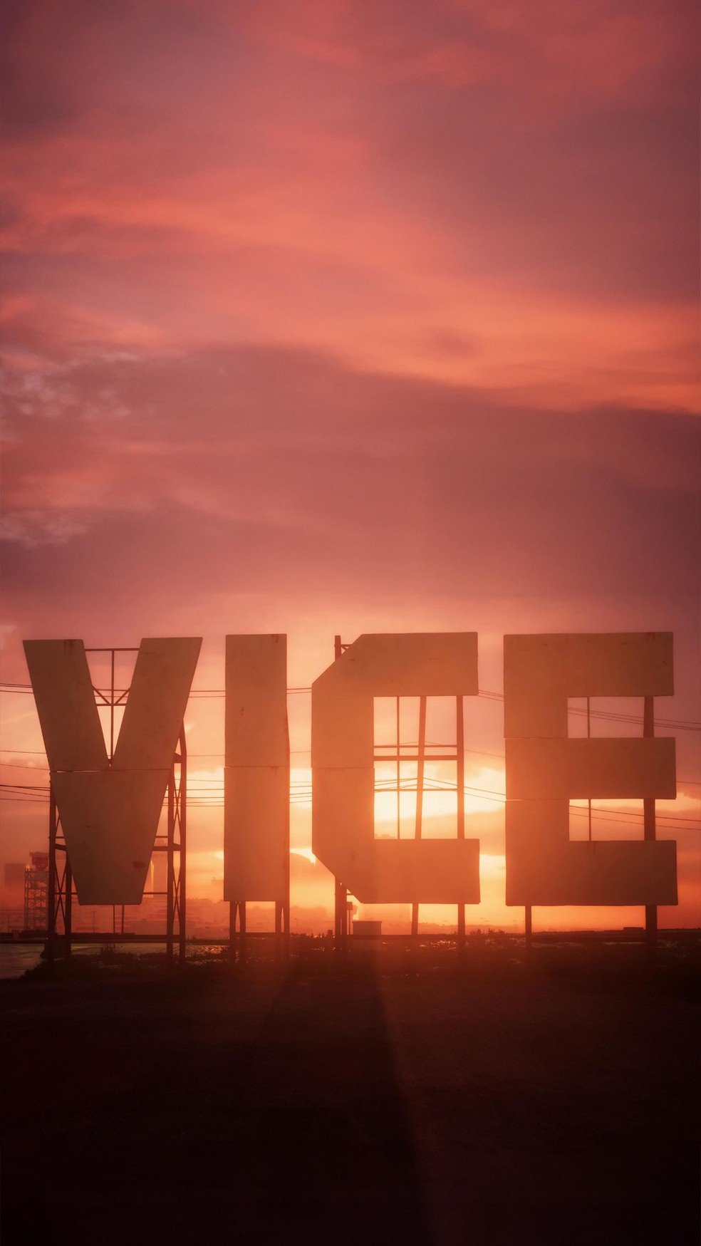 Wallpaper para smartphone com letreiro de Vice City e céu expandido pelo usuário daviddlsr do GTA Forums — Foto: Reprodução/daviddlsr, GTA Forums