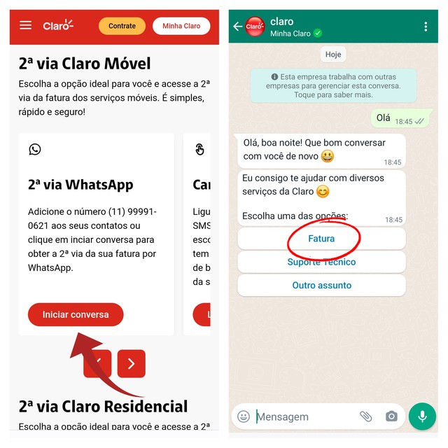 Como emitir segunda via de fatura Claro Móvel