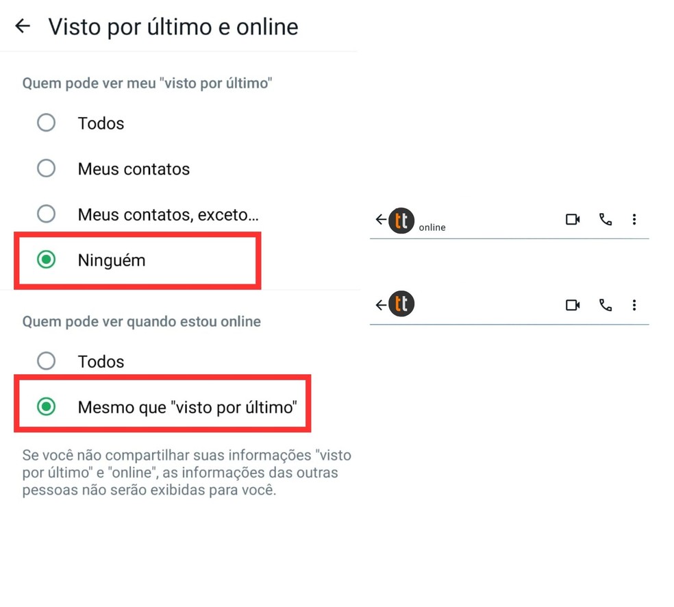 Confira como tirar o "online" do WhatsApp no Android para ter mais privacidade. — Foto: Beatriz Abilio/TechTudo