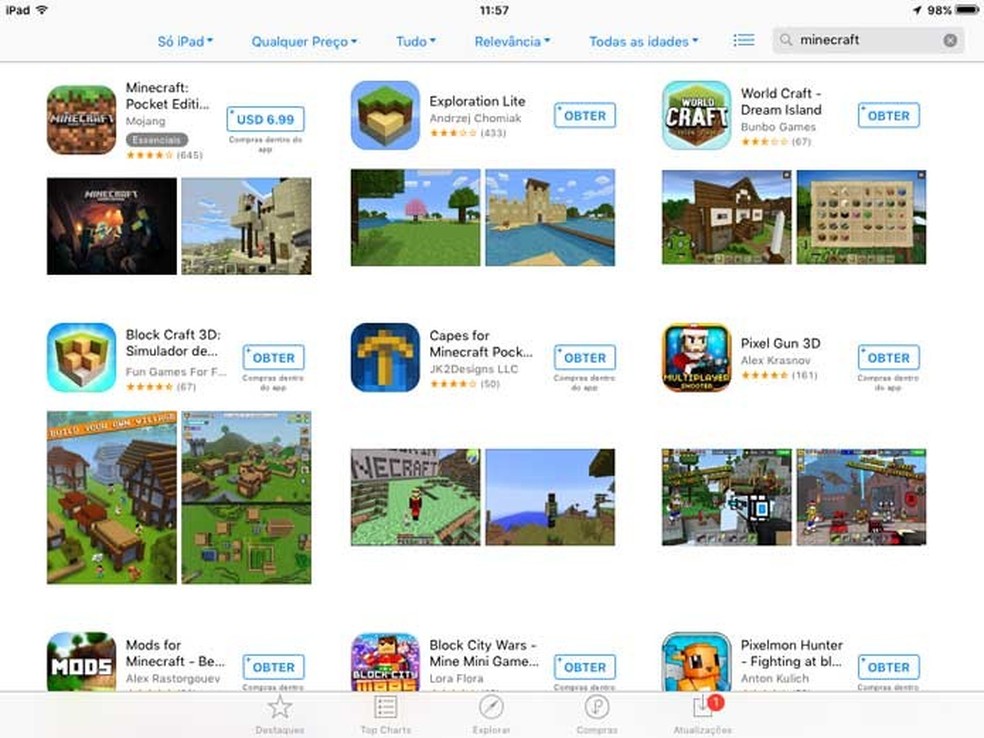 Minecraft ta de graça na Play Store. peguem la Minecrafi Mojang Compras no  app I I 4