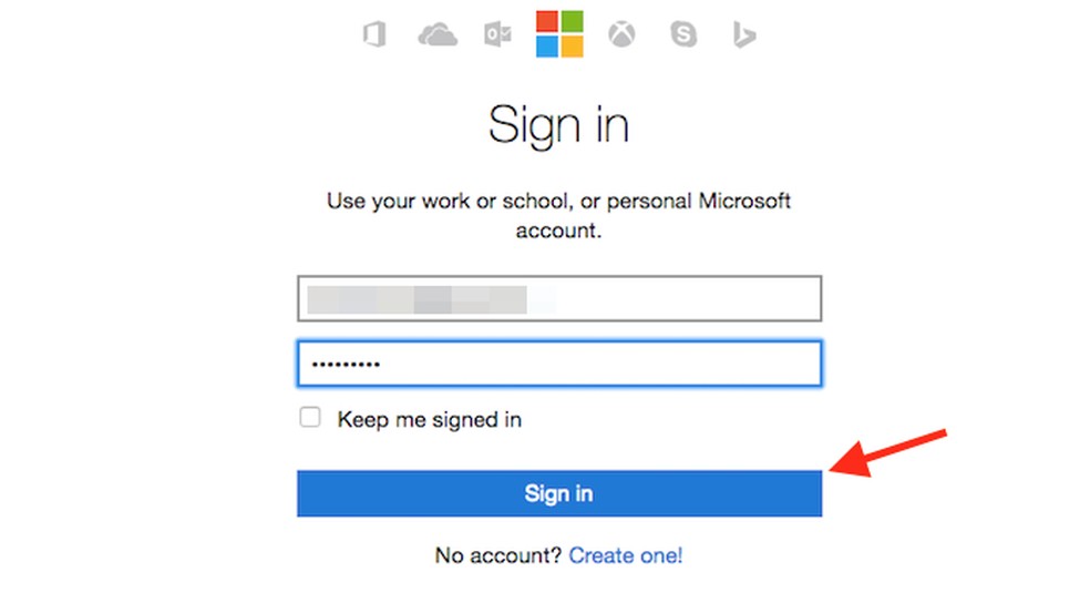 Página de login para um conta da Microsoft (Foto: Reprodução/Marvin Costa) — Foto: TechTudo