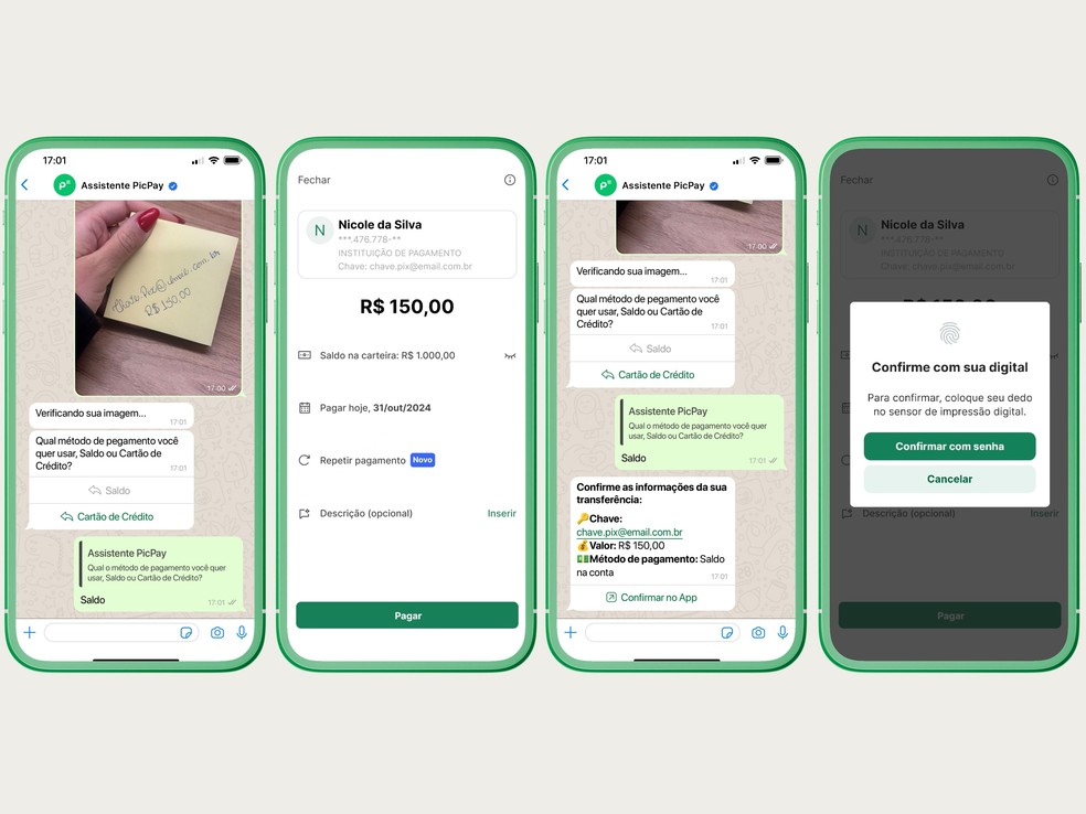 Pix no WhatsApp: Assistente PicPay identifica chaves Pix e valores até em imagens e áudios do WhatsApp — Foto: Divulgação/PicPay