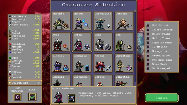 Lista de personagens em Vampire Survivors: como encontrar e desbloquear  todos os personagens padrão do jogo