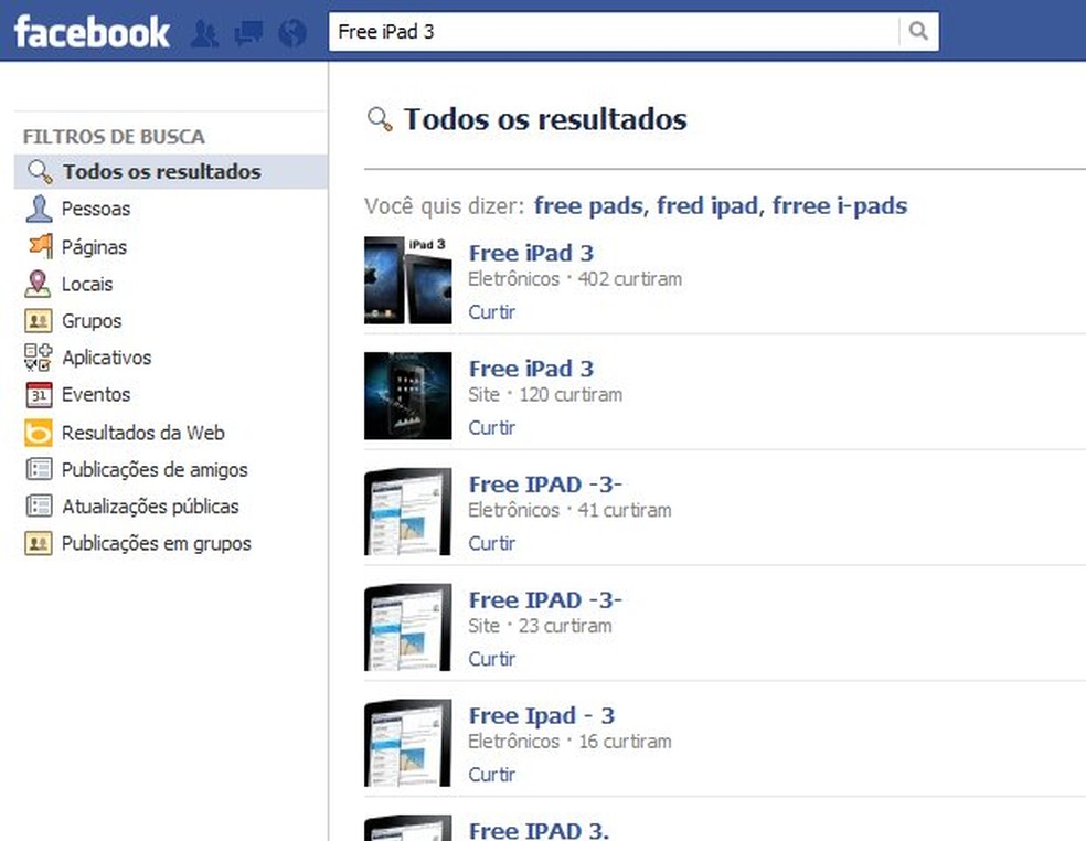 Facebook permite páginas com o golpe (Foto: Reprodução/Bruno do Amaral) (Foto: Facebook permite páginas com o golpe (Foto: Reprodução/Bruno do Amaral)) — Foto: TechTudo