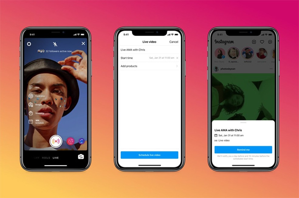 Instagram permitirá agendar lives com até 90 dias de antecedência — Foto: Divulgação/Instagram