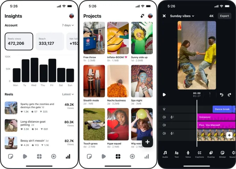 Edits conta com recursos para obter Insights — Foto: Reprodução/TechCrunch