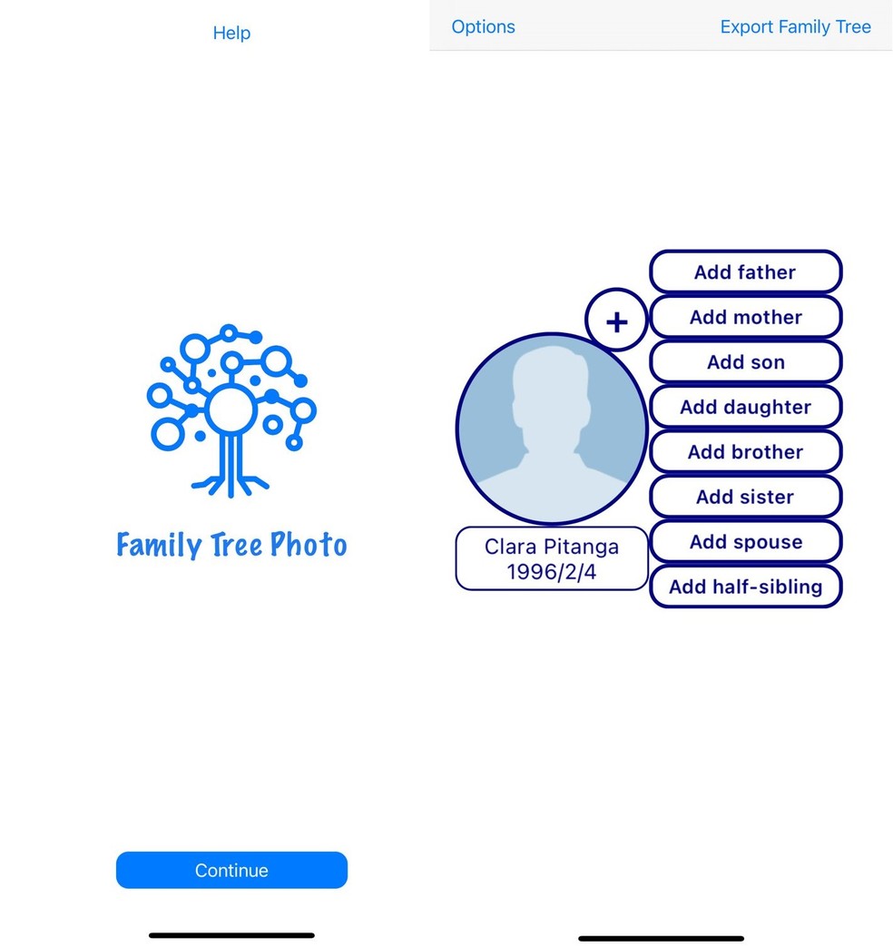 O app Family Tree é bem simples de usar e está disponível para iPhone (iOS) — Foto: Reprodução/Clara Fabro