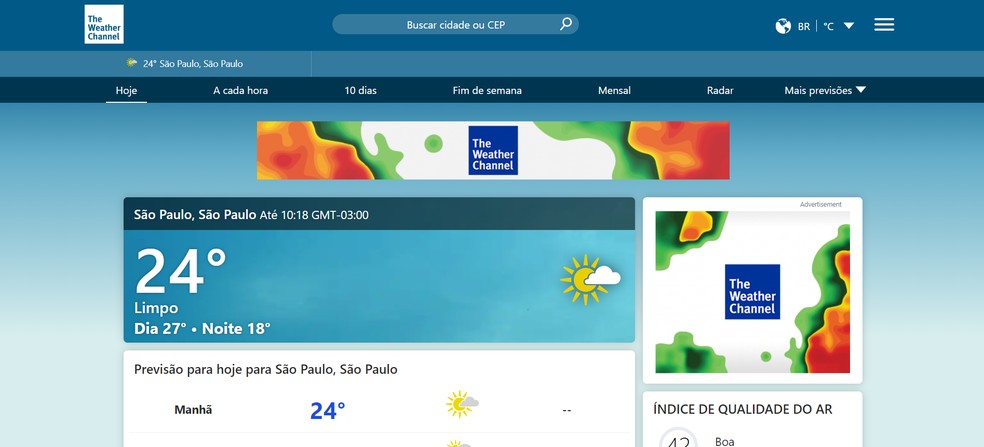 Plan your weekends and trips like The Weather Channel — Photo: Reproduction/Caroline Silvestre