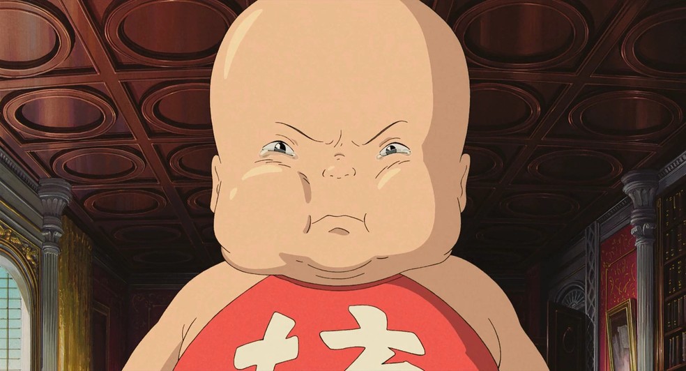 Boh é o filho de Yubaba e por ser muito mimado, permanece o tempo inteiro preso em seu quarto — Foto: Reprodução/Studio Ghibli