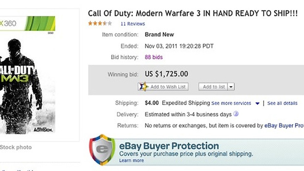 Jogador paga US$ 1.725 por cópia antecipada de Call of Duty
