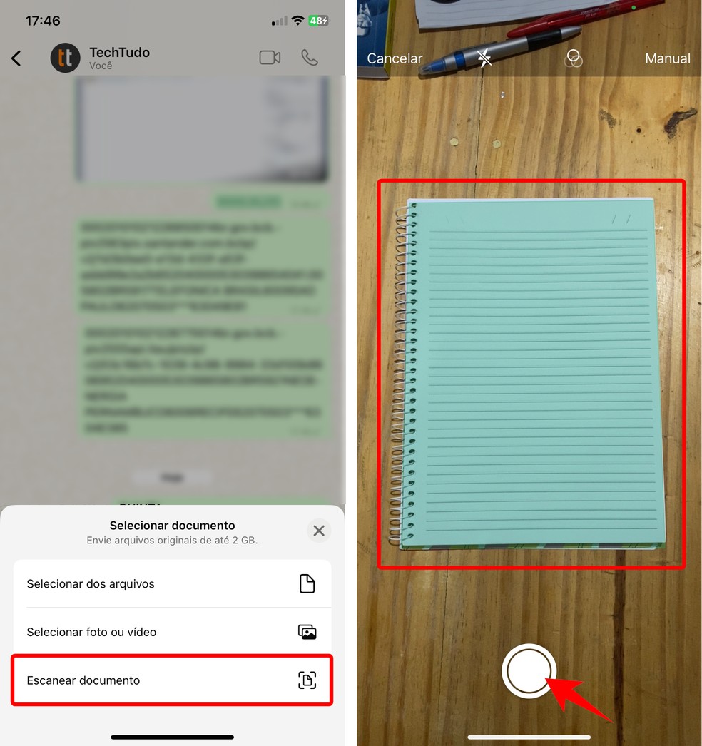 Veja como escanear documento no WhatsApp sem baixar aplicativos — Foto: Reprodução/Rodrigo Fernandes