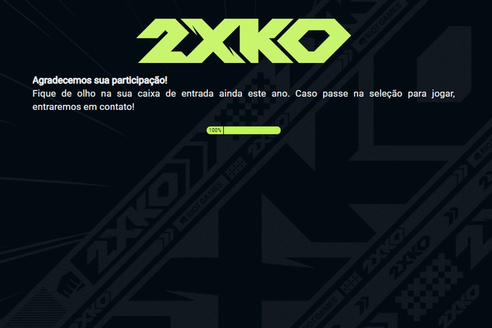 O tempo de duração da inscrição para os testes de 2XKO dura cerca de cinco minutos — Foto: Reprodução/Adriano Assumpção