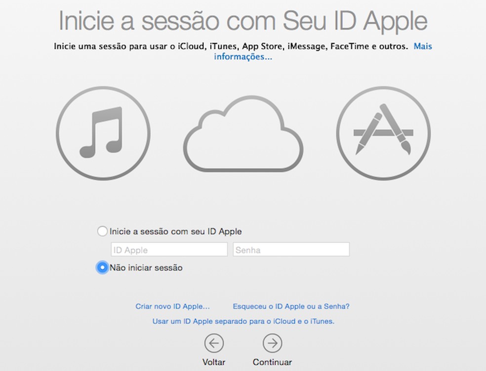 Faça login usando o seu Apple ID (Foto: Reprodução/Helito Bijora) — Foto: TechTudo