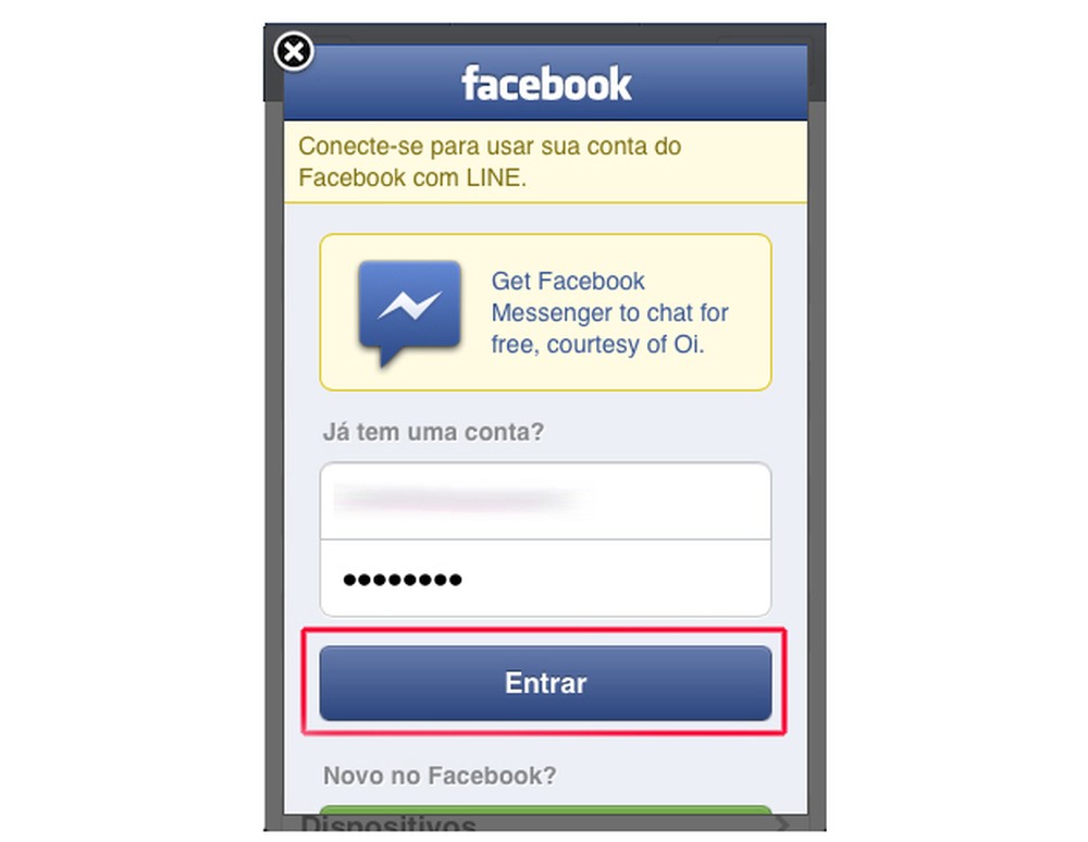 Como vincular a sua conta do Line ao Facebook