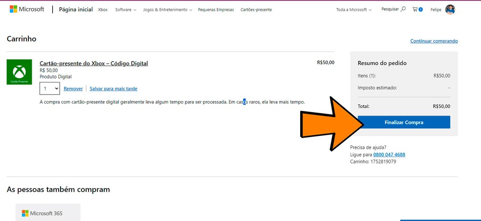 Gift Card Xbox: R$ 50,00 - Código Digital